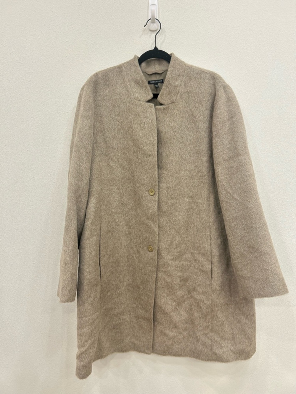 Eileen Fisher sheared suri alpaca notched collar car coat XL minimalist luxury - Picture 2 of 8